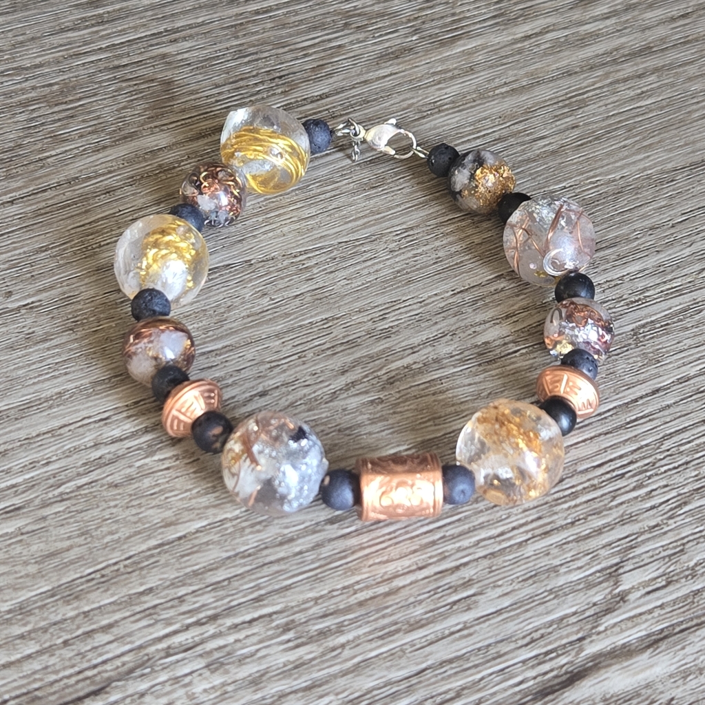 Organite Beaded Bracelet With Shungite Spacer Beads For Emf Protection